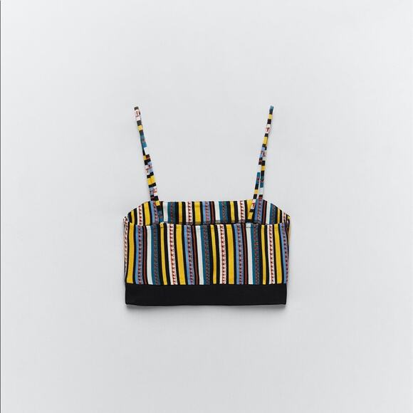 Zara NWT Striped Jacquard Bralette Top Size Medium - Picture 8 of 10